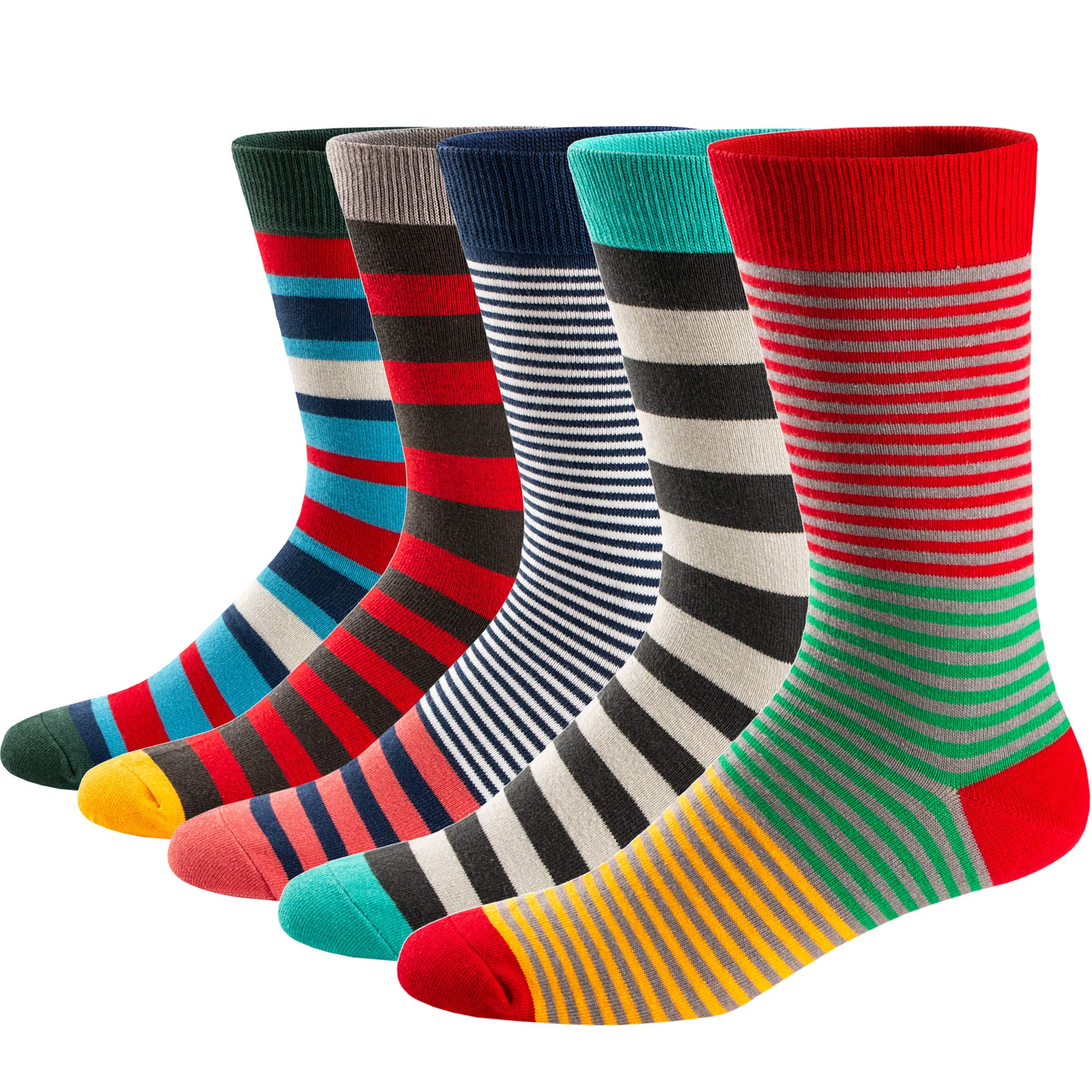 Cotton Crew Sock Pack - 5Pairs Mens Fun Dress Socks, Pattern