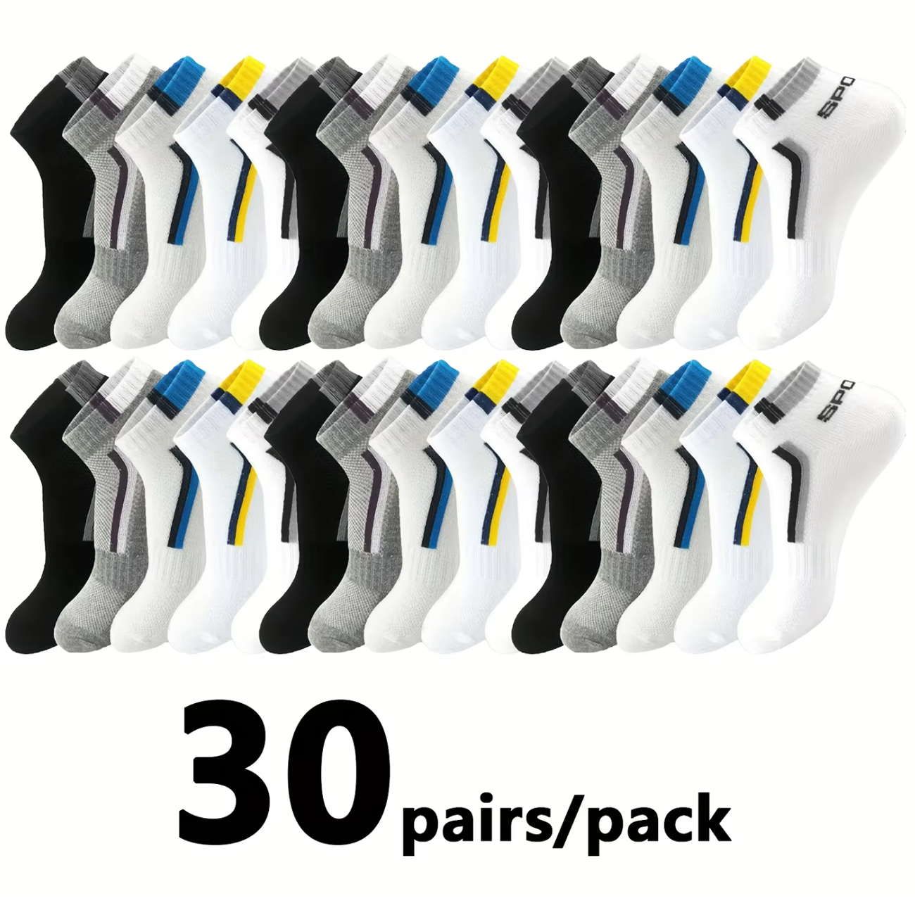 30Pairs Men's Mesh Breathable  - Ankle Sock Low Cut 评论和价格