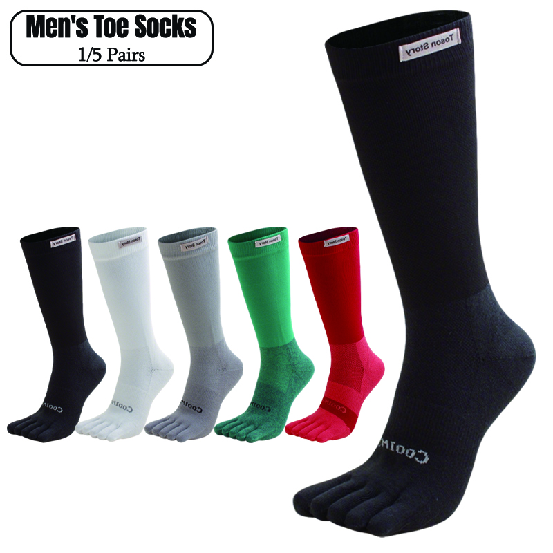 1/5 Pairs Men's High Crew Five - Toe Sock Split 评论和价格