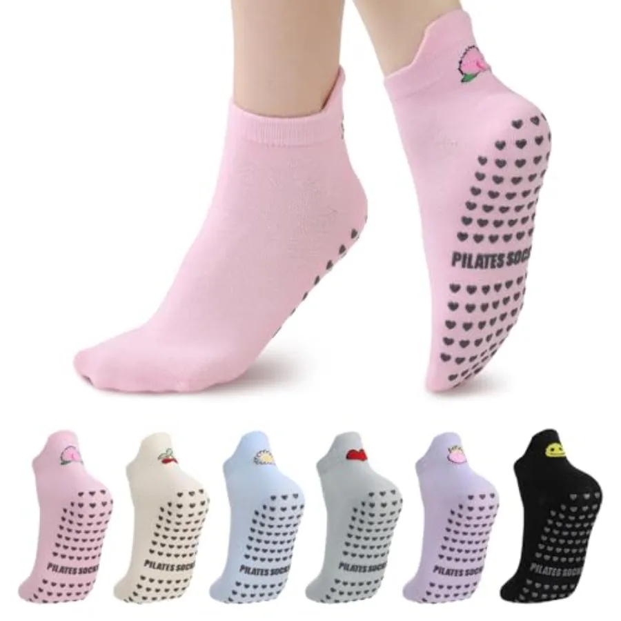 6 Pairs Pilates Socks with Gri - Grip Sock Yoga 评论和价格