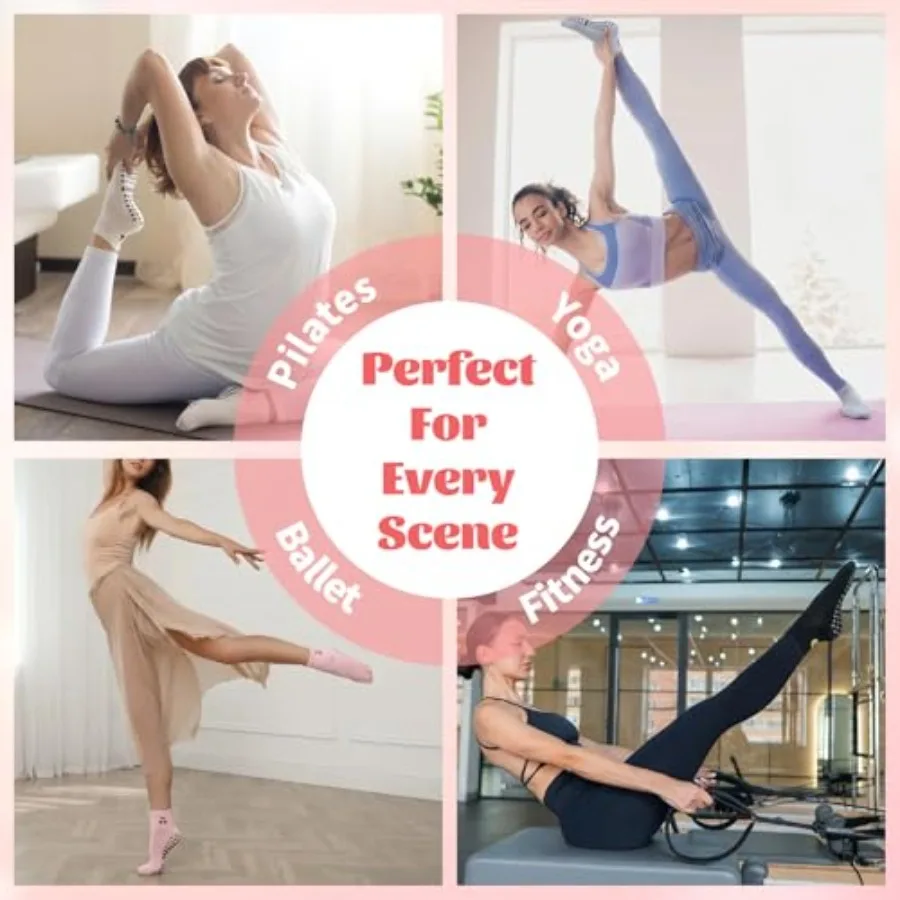 6 Pairs Pilates Socks with Gri - Grip Sock Yoga 评论和价格