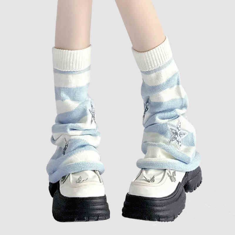 Y2K Striped Leg Warmers Star R - Boot Sock Slouchy 评论和价格