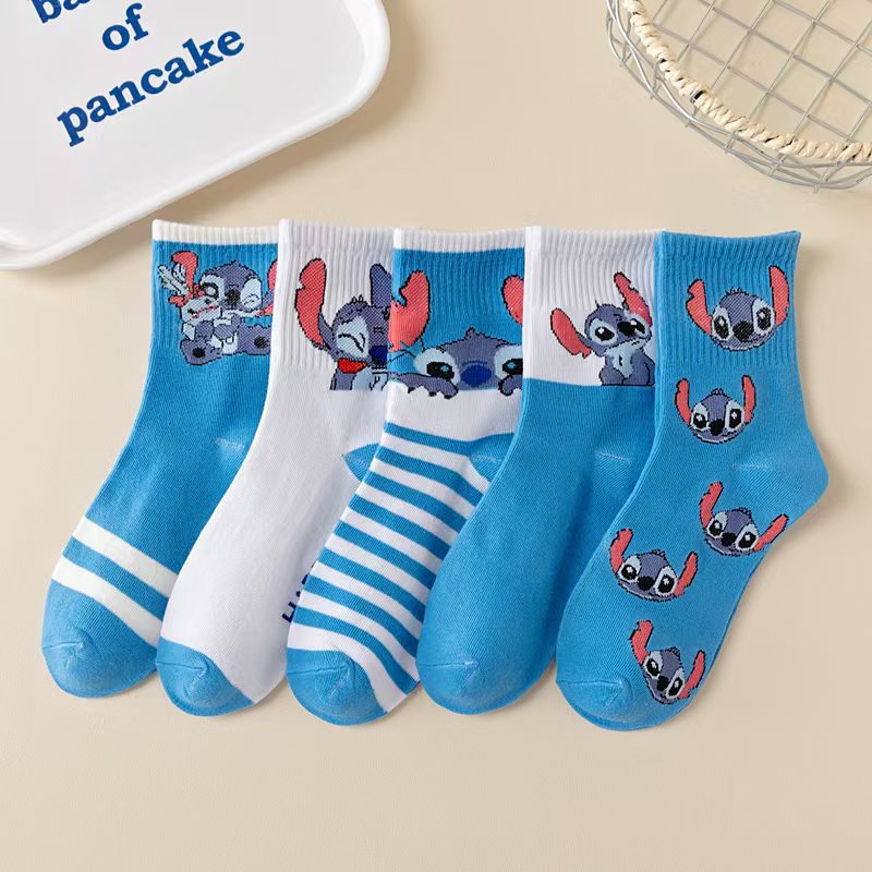 5 Pairs Women Mid Calf Cartoon - Knee High Sock Women 评论和价格