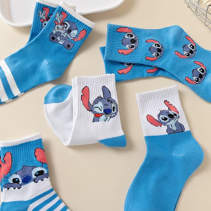 5 Pairs Women Mid Calf Cartoon - Knee High Sock Women 评论和价格