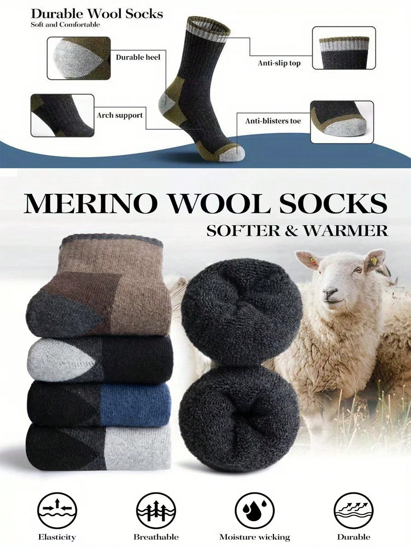 Men’s Thick Crew Socks 5-Pack, - Cotton Crew Sock Pack 评论和价格