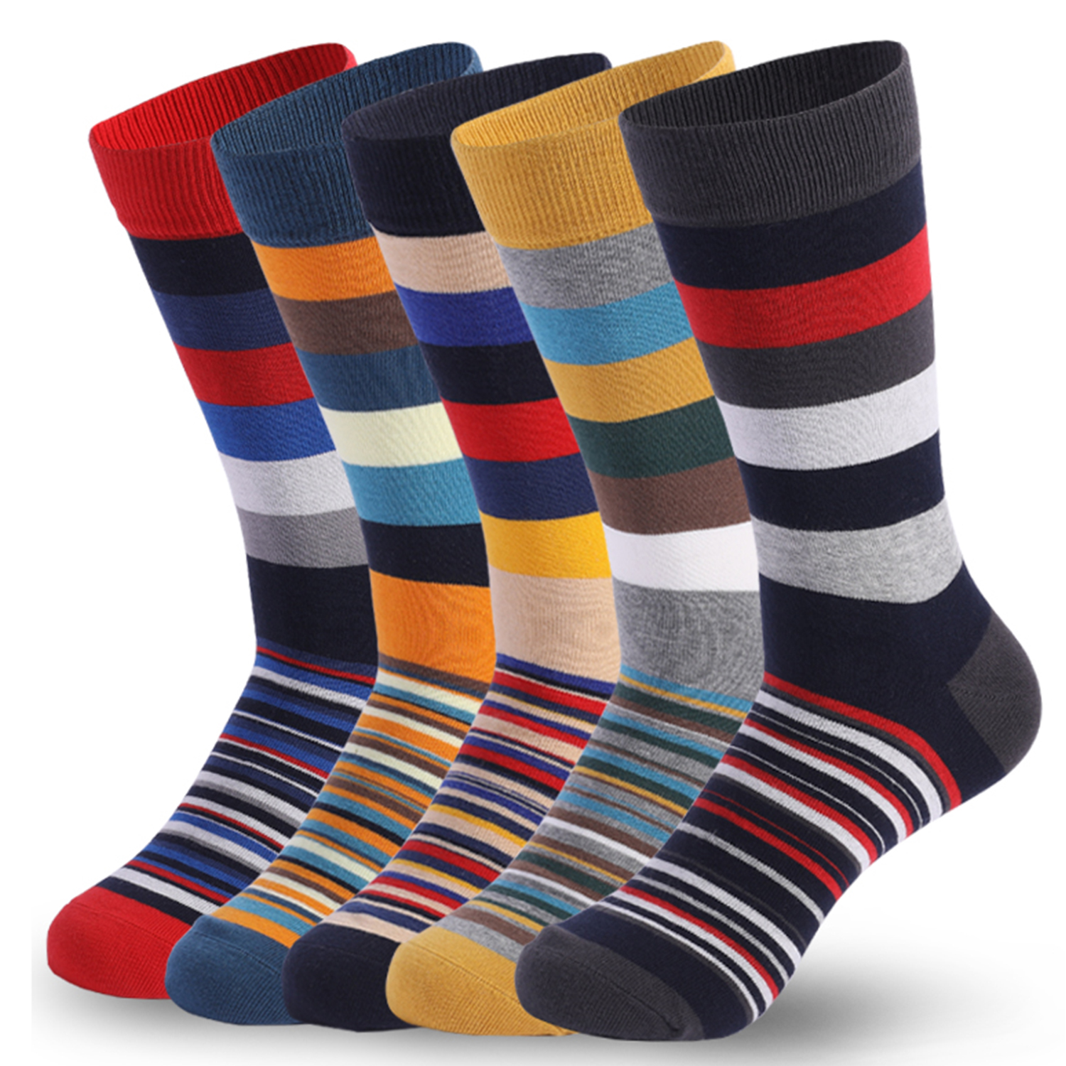 5Pairs Mens Fun Dress Socks, P - Cotton Crew Sock Pack 评论和价格