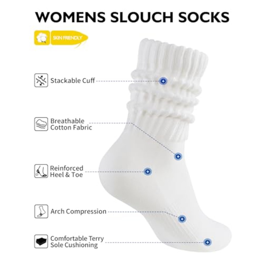 CLOSEMATE Womens Scrunch Crew  - Boot Sock Slouchy 评论和价格